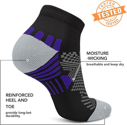 5 Pairs Copper Compression Socks for Women & Men - Ankle Plantar Fasciitis Arch Support Running Socks for Athletic