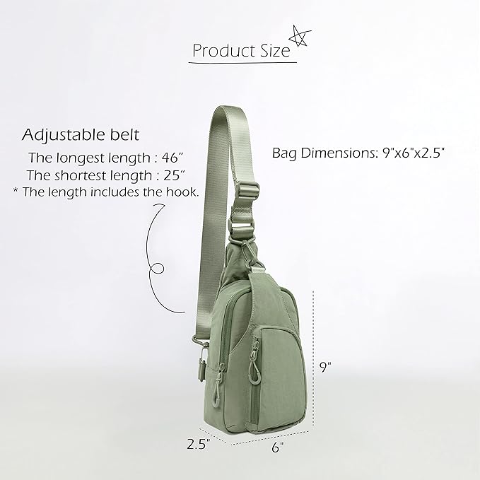 ODODOS Daily Sling Bag with Adjustable Straps Crossbody Chest Bag Lightweight Small Backpack for Casual Traveling Hiking