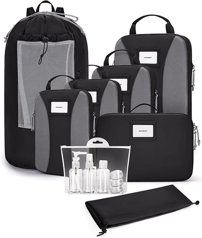 BAGSMART Compression Packing Cubes, 6 PCS Packing Cubes for Suitcases, Travel Bags Organizer for Luggage, Lightweight Packing Cube for Travel Essentials