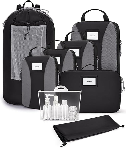 BAGSMART Compression Packing Cubes, 6 PCS Packing Cubes for Suitcases, Travel Bags Organizer for Luggage, Lightweight Packing Cube for Travel Essentials
