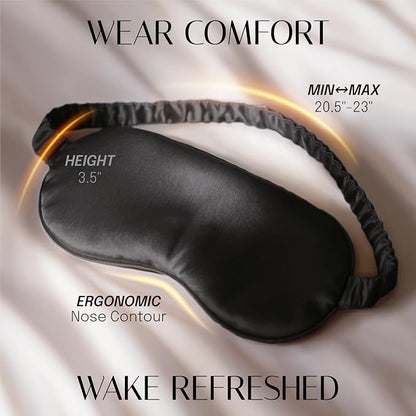 Silk Sleep Mask Eye Mask Blindfold with Double Layer Silk Filling and Elastic Strap for Full Night's Sleep, Travel and Nap, Soft Eye Cover Eyeshade with Luxury Bag and Ear Plugs by OLESILK (Black)