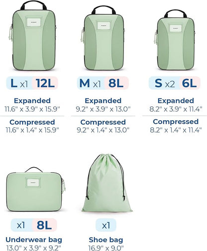 BAGSMART Compression Packing Cubes, 6 PCS Packing Cubes for Suitcases, Travel Bags Organizer for Luggage, Lightweight Packing Cube for Travel Essentials