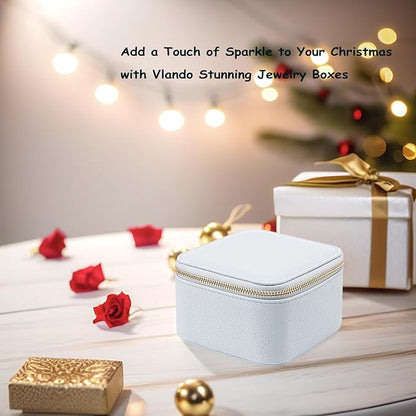 Vlando Travel Jewelry Box Organizer - 6 Small Velvet Zipped Pouches Pockets for Jewelries Necklaces Rings Earrings Sorting Storage, Baby Blue