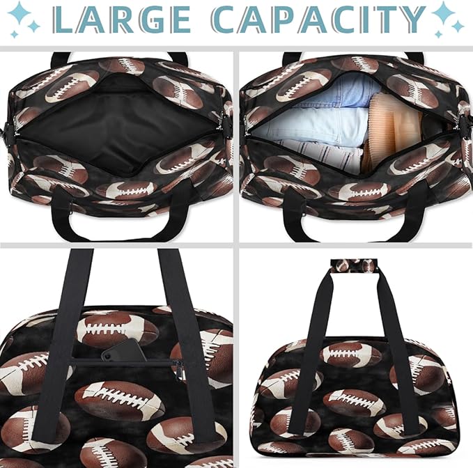 Kids Duffle Bag Girls Boys Footballs Rugby Ball Sports Weekender Overnight Bag,Lightweight Duffel Bags for Traveling Gym Sport Dance