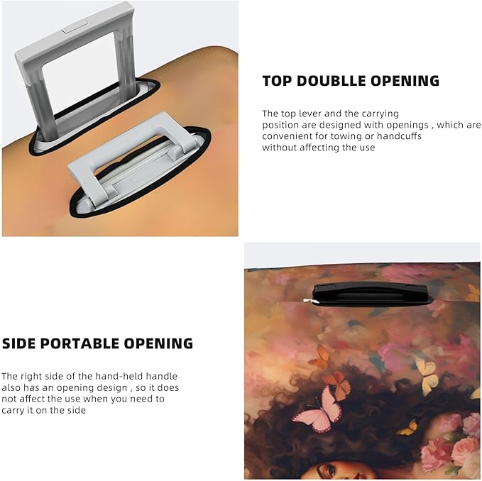 Suitcase Cover - TSA Approved, Anti-Scratch, Washable - Medium, African American Woman, Black