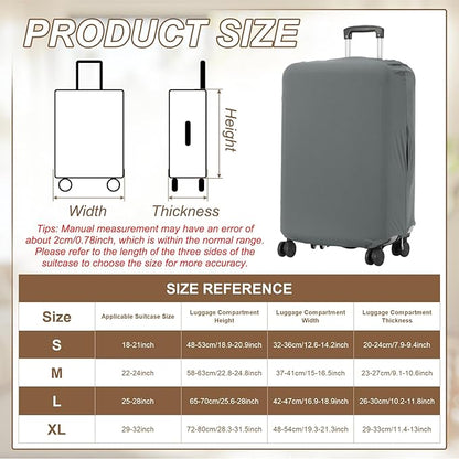 uxcell Luggage Cover for Suitcase Protector, Fit 26-28 Inch Luggage Elastic Suitcase Cover Scratch-Resistant Covers for Travel Business Trips, Grey (L)