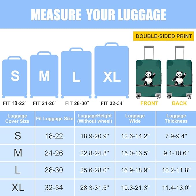 Asian Panda Luggage Cover – Cute Bear Print Suitcase Protector, Perfect Travel Gift for Panda Lovers Visiting China, Fits 24"-26 Suitcase,M,Panda