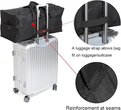 Travel Duffle Bag,Foldable Extra Large Duffel Bags,carry on Travel Bag For Men And Women Camping/Moving Boxes/Airplanes/Hospital/Tent (106 Liter, Black)