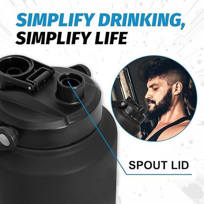 NATURE PIONEOR One Gallon Water Bottle Insulated - Large Double Vacuum Stainless Steel 128 oz Water Bottle with Holder/Carrier, 1 Gallon Water Jug,128oz, Wide Mouth