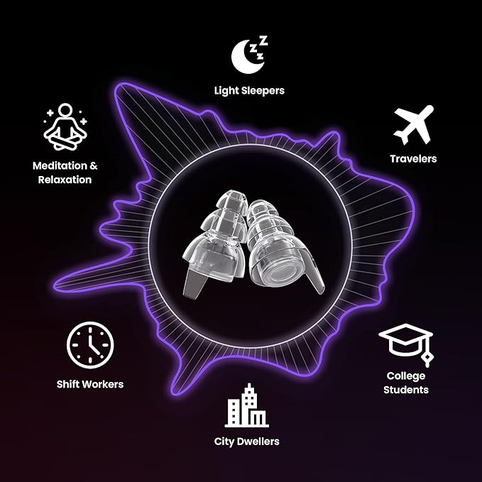 Eargasm All-Nighters Earplugs Standard - Noise Reducing Night-Time Ear-Plugs for Sleeping, Studying, Blocking Snoring - Perfect for Reducing Noise While Sleeping, Enhancing Focus While Studying & More