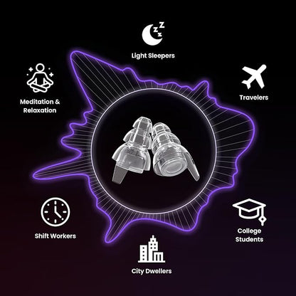 Eargasm All-Nighters Earplugs Standard - Noise Reducing Night-Time Ear-Plugs for Sleeping, Studying, Blocking Snoring - Perfect for Reducing Noise While Sleeping, Enhancing Focus While Studying & More