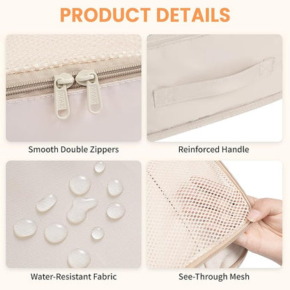 BAGAIL 6 Set Packing Cubes Luggage Packing Organizers for Travel Accessories-Beige