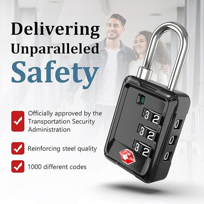 Joyway Luggage Locks TSA Approved, Travel Lock with Zinc Alloy Body, Open Alert, Easy Read Dials, for Travel Suitcase, Bag, Backpack, Tent, Fence, Lockers