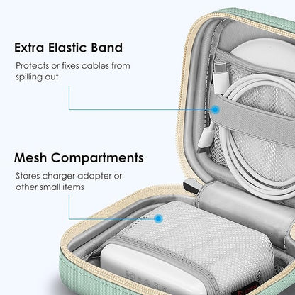 FINPAC Charger Case for MacBook, Small Electronic Organizer Bag for MacBook Power Adapter, Portable Pouch Travel Storage for Laptop Accessories, Magic Mouse, USB Drives, GoPro, Gadgets - Light Green