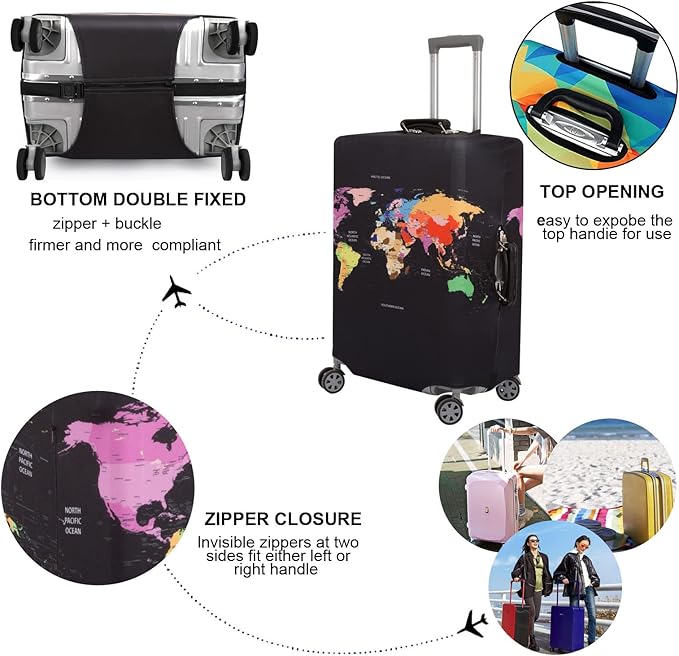MosaiRudo Thicker Luggage Cover Elastic Suitcase Cover Protector Fits 18-32 Inch Suitcase Travel Accessories (TKM0078, M)
