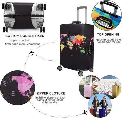 MosaiRudo Thicker Luggage Cover Elastic Suitcase Cover Protector Fits 18-32 Inch Suitcase Travel Accessories (TKM0071, L)