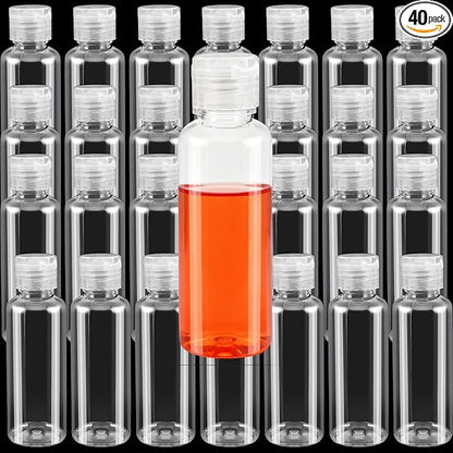 Travel Bottles for Toiletries, 40 Pack 4oz Empty Plastic Bottles, Refillable Leak Proof Squeeze Containers for Shampoo, Lotion, Cosmetic Liquids, Travel Accessories