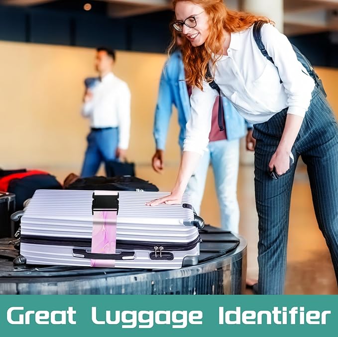 Slohif Luggage Straps for Suitcases Travel Belt Accessories Luggage Connector Identifiers Over Handle with Buckle Unique Nylon Adjustable Strap for Sleeping Bag Car Seat Deep Purple Marble (2 Pack)