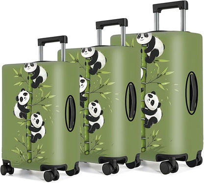 Cute Panda Luggage Cover – Bamboo Climbing Panda Suitcase Protector, Stretchable & Waterproof Travel Luggage Sleeve,M