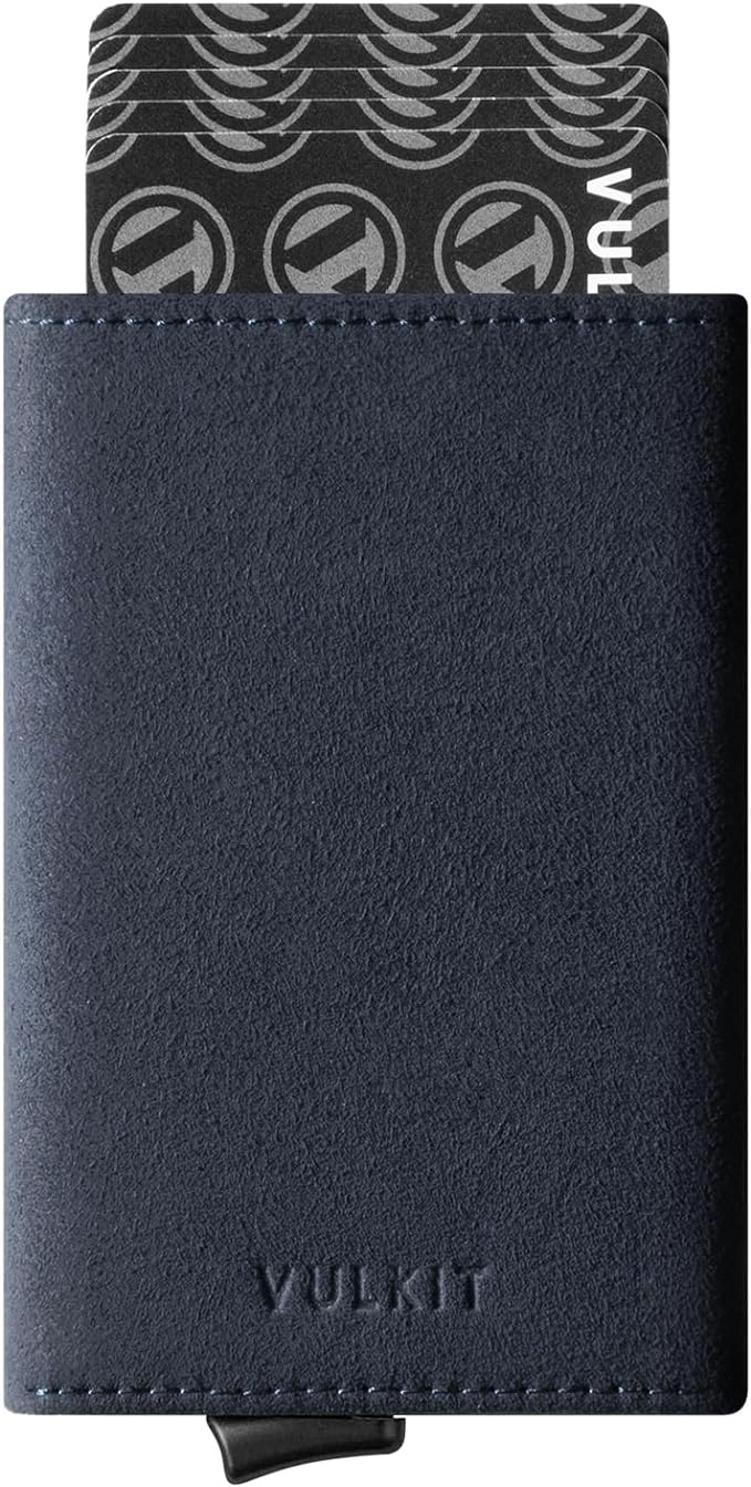 VULKIT Pop up Wallet Minimalist Cash Wallets RFID Blocking Leather Smart Credit Card Holder with Magnetic Closure for Men