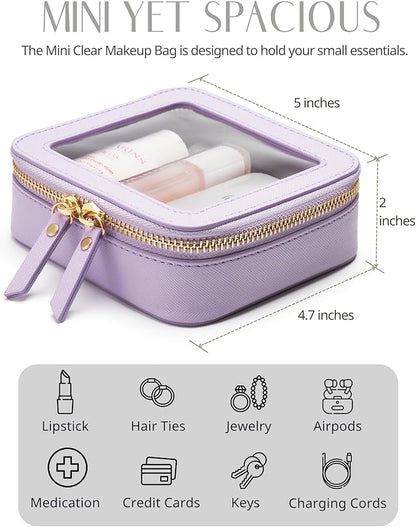 Popvibe Clear Makeup Bag Travel Cosmetic Case Transparent Toiletry Bag with Zipper, Portable Make Up Organizer Traveling Compact Car Bag for Essentials