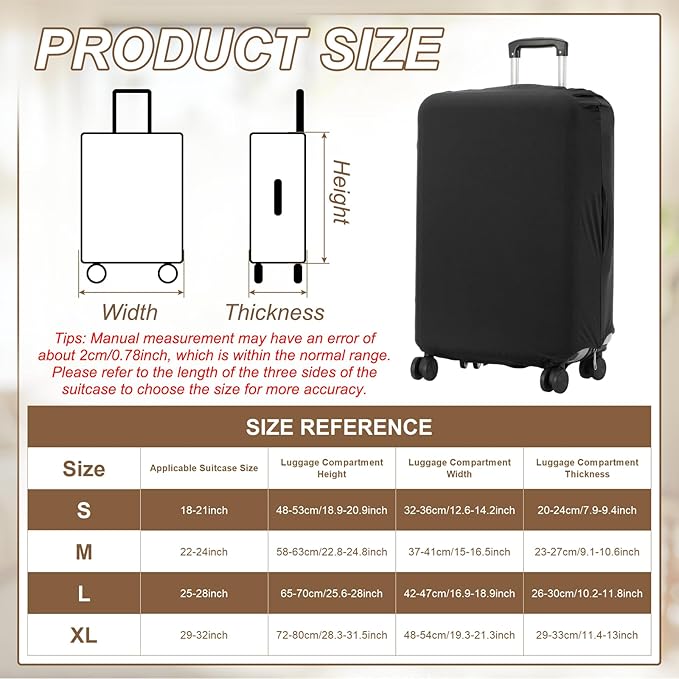 uxcell Luggage Cover for Suitcase Protector, Fit 26-28 Inch Luggage Elastic Suitcase Cover Scratch-Resistant Covers for Travel Business Trips, Black (L)