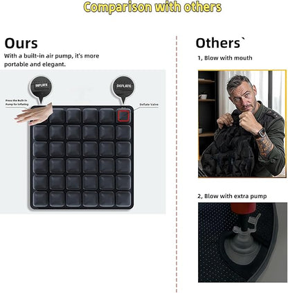 Inflatable Sondure Travel Cushion with Built-in Bump for Airplane Seat, Office Chair and Car Seat Use, Comfortable Buttock Support, Ideal for Long Haul Travel (Dark)