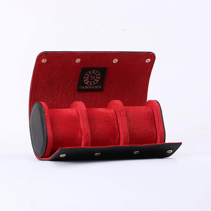 Genuine Napa Leather Watch Roll Travel Case for 3 Watches - Travel Watch Rolls and Leather Watch Display Cases with Velvet Interior - Watch Storage Organizer Men's