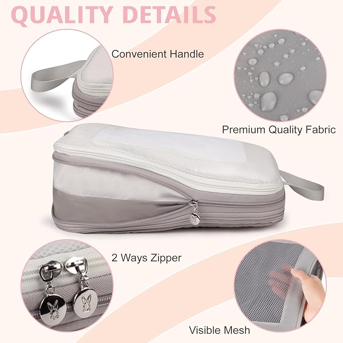 Expandable Double-Sided Compression Packing Cube，3 Set Lightweight Double Deck Organizer Bag Carry on Luggage Backpack Suitcases，Women Travel Accessories for Separate Clean and Dirty Clothes