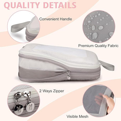 Expandable Double-Sided Compression Packing Cube，3 Set Lightweight Double Deck Organizer Bag Carry on Luggage Backpack Suitcases，Women Travel Accessories for Separate Clean and Dirty Clothes