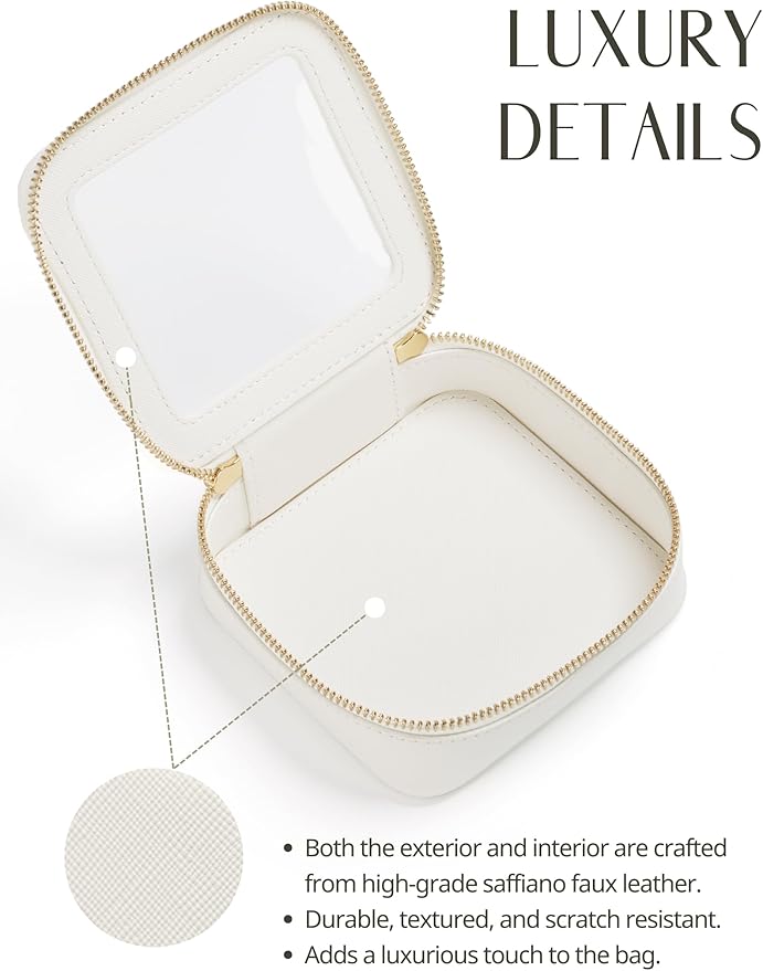 Popvibe Clear Makeup Bag Travel Cosmetic Case Transparent Toiletry Bag with Zipper, Portable Make Up Organizer Traveling Compact Car Bag for Essentials