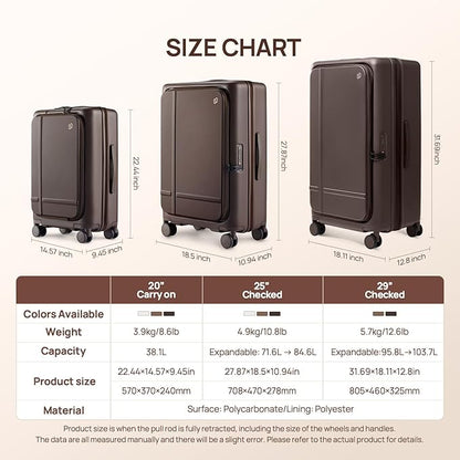 NINETYGO Large Checked Luggage 29 Inch, Flat Top Opening Checking In Luggage with Brake Wheels, Expandable, Coffee-Infused PC Hard Shell, Eco-Friendly, TSA Lock, 360° Spinner Wheels (Latte)