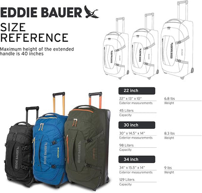 Eddie Bauer Expedition 30 Duffel 2.0 - Lightweight Travel Luggage Made From Rugged Polycarbonate and Nylon, True Blue