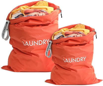 WiseBoy 2 Pack Laundry Bags, Washable Wet Dry Bag, Travel Laundry Bag Dirty Clothes Organizer, Swimming Yoga Bathing Suit Workout Wet Dry Bag - Orange