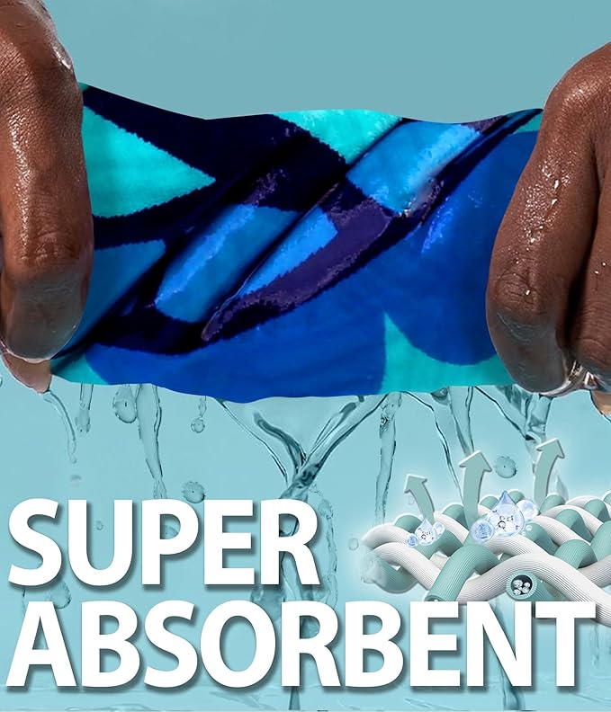 2 Packs Sand Proof Microfiber Beach Towels Adult –Quick Fast Dry Beach Oversized Accessories for Travel Swim Pool Yoga Camping Blanket Essentials Lightweight Must Haves Items Women Gifts Blue Turtles