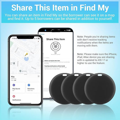 [Apple MFi Certified] LBPRT Air Tracker Tag 4 Pack, Smart Bluetooth Item Finder Work with Apple Find My (iOS Only, Android not Supported), Key Locator for Luggage Suitcase, Wallet. Replaceable Battery