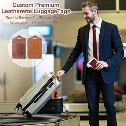 30 Sets Brown Luggage Tags Laser Engraving Material - Ideal Laserable Engravable Faux PU Leather Gift - Lasable Leatherette Name ID for Suitcases Bag Backpack to Easily Distinguish during Trip