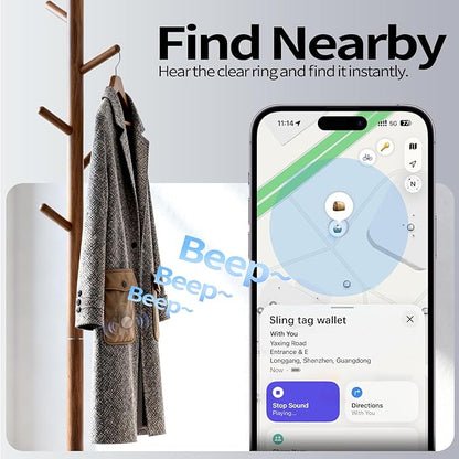 [iOS Only] Tukio Air Tracker Tags 4 Pack Black, [Apple MFi Certified] Bluetooth Key Finder & Smart Item Locator Work with Apple Find My for Keys/Luggage/Bags/Suitcases/Car, 365-Day Replaceable Battery