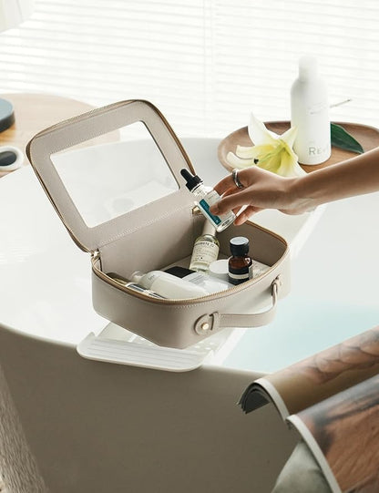 Popvibe Clear Makeup Bag Travel Cosmetic Case Transparent Toiletry Bag with Zipper, Portable Make Up Organizer Traveling Compact Car Bag for Essentials