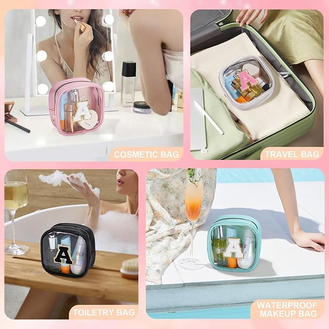 YOOLIFE Initial Make Up Bag Travel Toiletry Bag, Clear Makeup Bag Preppy Cosmetic Bags Organizer Travel Essentials Gifts for Women Teen Girlfriend Teacher Mom Birthday Mothers Day Gifts White H