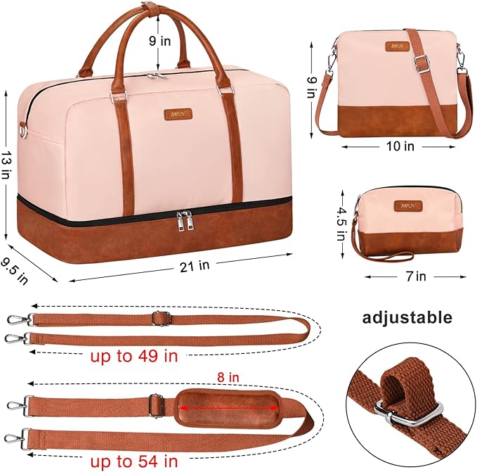 IBFUN Weekender Bags for Women, 21" Weekender Travel Bag, Travel Duffle Bag with Shoe Compartment Carry on Overnight Duffel Bag for Weekend Travel Business Trip, 3PCS