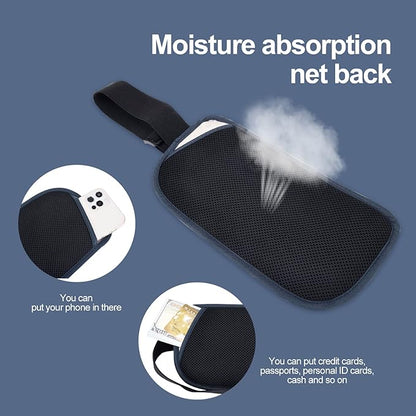 RFID Blocking Money Belt for Men Women, Slim Fanny Pack for Travel，Running,Conceal Waist Wallet for Passport Holder,Phone,Cash(Black Dark Blue)