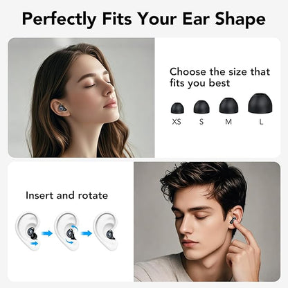 Ear plugs for Sleeping,Noise Cancelling Silicone Earplugs,45 dB,Soft and Reusable,Hearing Protection with 8 Earpieces in 4 Sizes(XS/S/M/L),Carrying bag,for Sleeping,Concert,Working,Studying,Travelling
