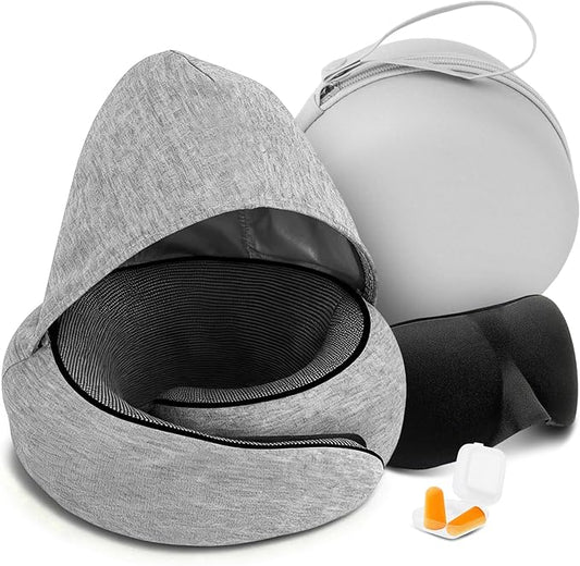 Neck Travel Pillow, Airplane Pillow for Traveling, Adjustable Flight Pillow, Memory Foam Airplane Pillow for Side, Breathable & Hypoallergenic for Long Flights, Cars, Trains & Office