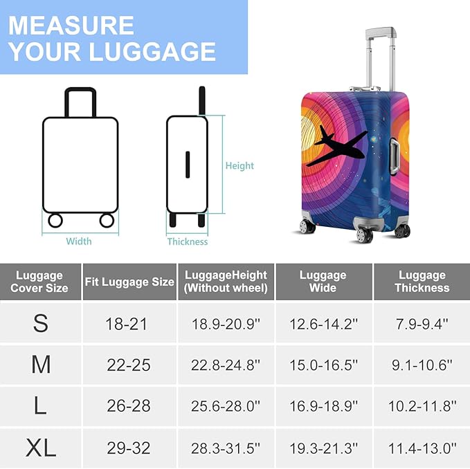 ANNA QUEEN Travel Luggage Cover Suitcase Protector Suitcase Cover Anti-Scratch,Stretchable Bag Cover Washable Durable Polyester with Elastic Hem with Zipper Closure