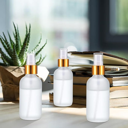 Fumete 36 Pcs Glass Spray Bottles 4oz Fine Mist Glass Spray Bottle Refillable Liquid Containers with 6 Labels 6 Funnel for Hair Travel Plants Cleaning Solutions Skin Care (Clear,Frosted)