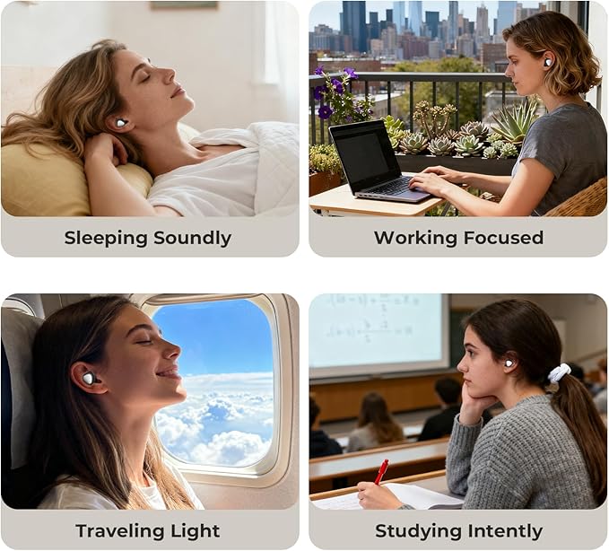 Ear Plugs for Sleeping, 45dB Noise Reduction Reusable Earplugs for Snoring, Travel, Work & Concerts, Hearing Protection with 8-Size (XS-L) Ear Tips - Black