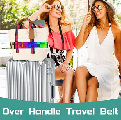 Slohif Luggage Straps for Suitcases Travel Belt Accessories Luggage Connector Identifiers Over Handle with Buckle Unique Nylon Adjustable Strap for Sleeping Bag Car Seat Color Square (2 Pack)