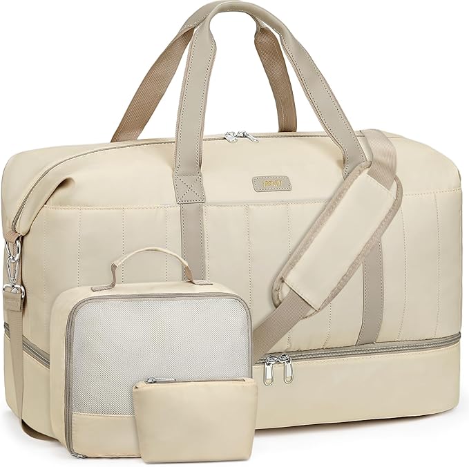 IBFUN Weekender Bags for Women, Travel Duffle Bag with Shoe Compartment Carry on Weekender Overnight Duffel for Weekend Travel Business Trip 3PCS