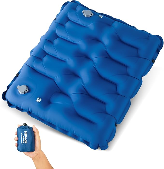 HiiPeak Inflatable Stadium Seat Cushion, Compact Hand Press Stadium Seats Pad Bleacher Seat Chair Cushion Pad for Airplane Travel Camping Backpacking Sports Events